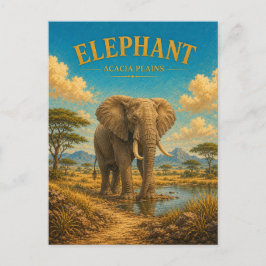 Cartão Postal Planícies de Acácia de Elefante GeoSaga Aquarela