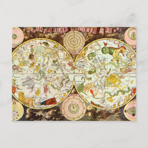 Cartão Postal Planisphæ ri Coeleste 1698 - Gráfico de Astrolog