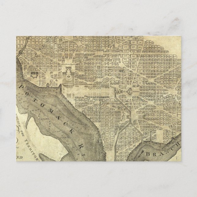 Cartão Postal Plano da Cidade de Washington (Frente)