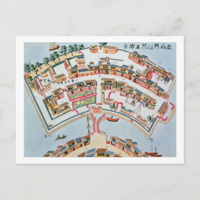 Cartão Postal Plano da Fábrica Neerlandesa na Ilha de Desima (Frente)