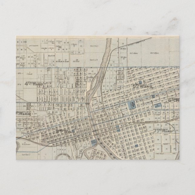 Cartão Postal Plano de Des Moines, Condado de Polk, Iowa (Frente)