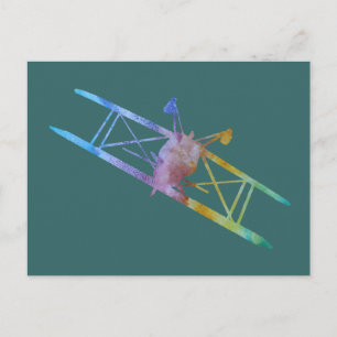 Cartão Postal Plano de dublagem invertido com lavagem a cores