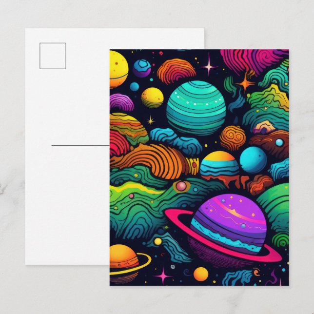 Cartão Postal Plano de fundo do planeta (Frente/Verso)