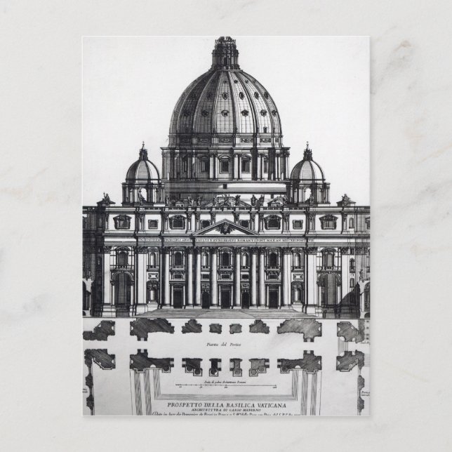 Cartão Postal Plano de Ruas. Peter's, Roma, gravado por (Frente)