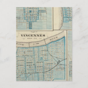 Cartão Postal Plano de Vincennes, Knox Co com Sullivan