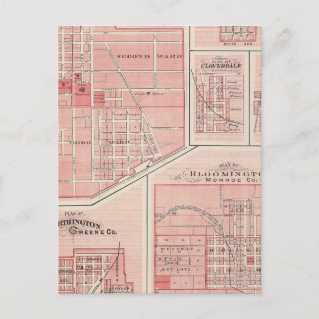 Cartão Postal Plano do Castelo Verde, Putnam Co com Bloomington (Frente)