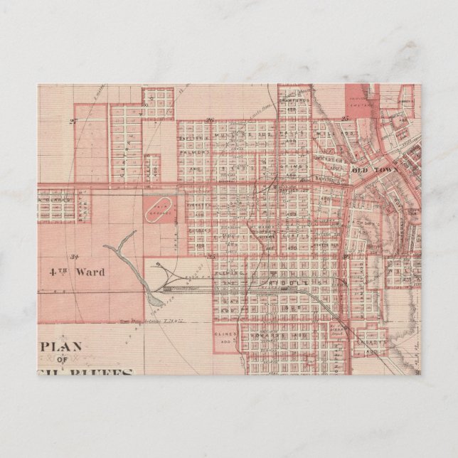 Cartão Postal Plano do Conselho Bluffs, Pottawattamie Co (Frente)