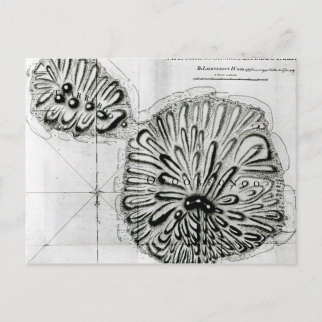 Cartão Postal Plano do Rei Georges Island ou Otheite, 1769 (Frente)