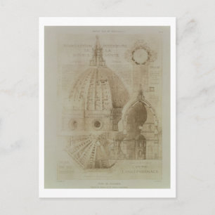 Cartão Postal Plano, seção e aumento da catedral de Florença,