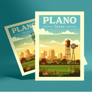 Cartão Postal Plano Texas Vintage