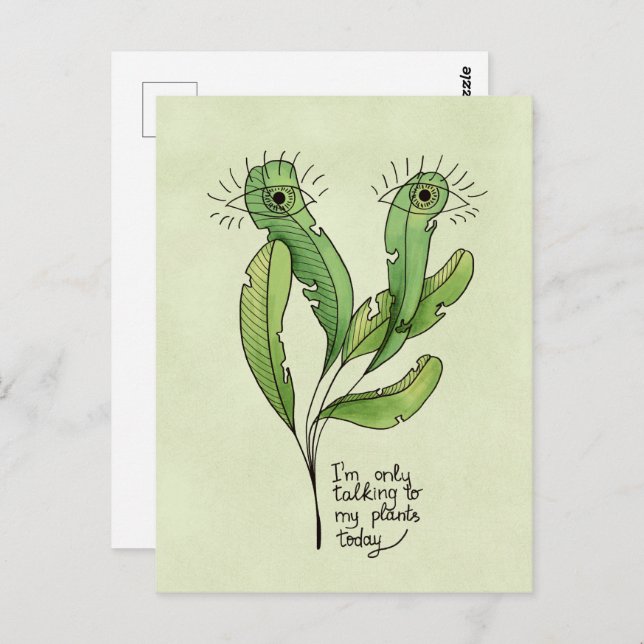 Cartão Postal Planta amante trocadilheira, jardineiro introverti (Frente/Verso)