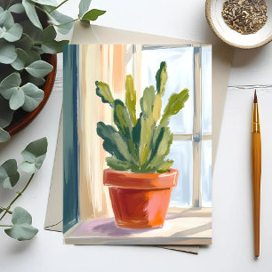 Cartão Postal Planta Cacto Aquarela Botânica Verde