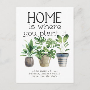Cartão Postal Planta em Vaso Anúncio de Mudança