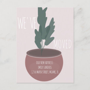 Cartão Postal Planta em vaso de endereço de nova casa moderna