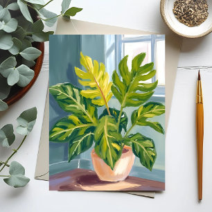 Cartão Postal Planta Monstera Aquarela Botânica Verde