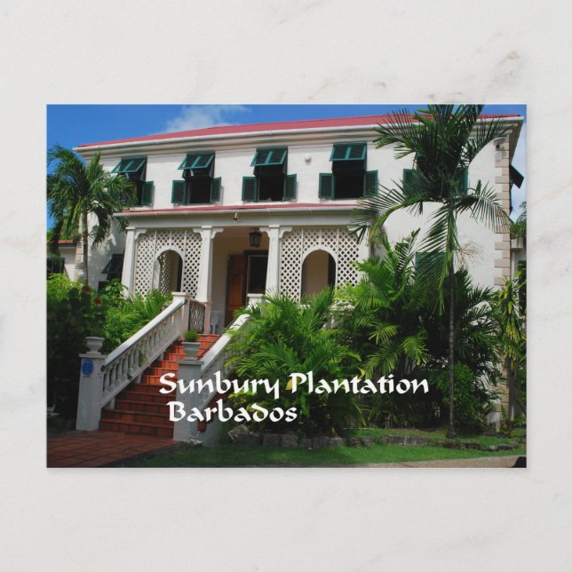 Cartão Postal Plantação de Sunbury em Barbados (Frente)