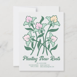 Cartão Postal Plantar novo endereço floral Elegante