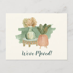 Cartão Postal Plantas Aquarela Boho Mudaram Endereço da Nova Cas