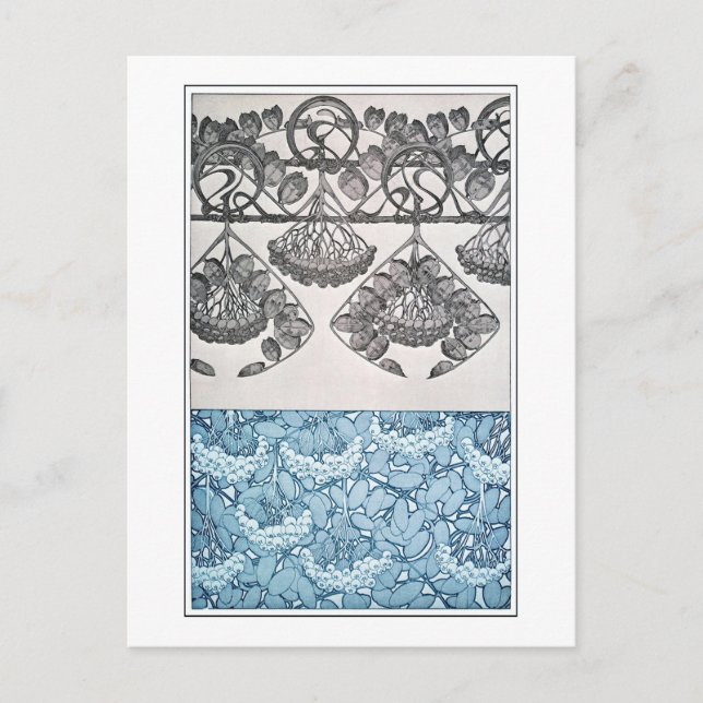 Cartão Postal Plantas de Arte Nouveau Estilo, Mucha (Frente)