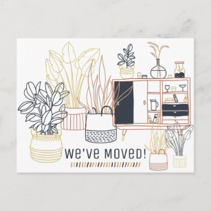 Cartão Postal Plantas ilustradas e bonitas que movemos novo ende