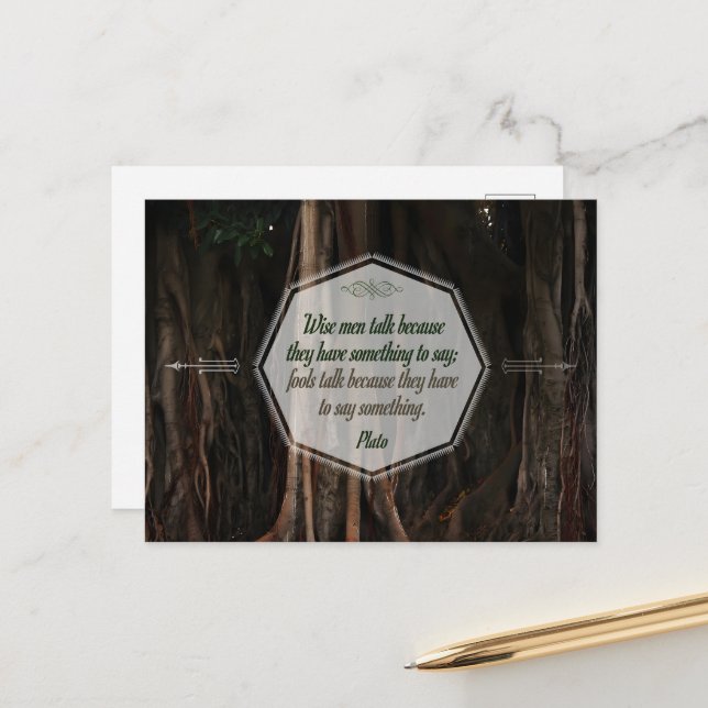 Cartão Postal Platão Inspiracional Citação "Sábios falam" (Frente/Verso In Situ)