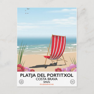 Cartão Postal Platja del Portitxol, Costa Brava, Espanha