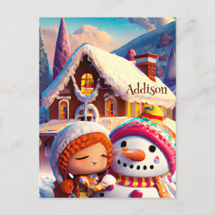 Cartão Postal Playday de Natal Gingerpão Snowman Winter
