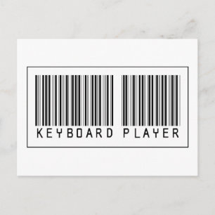 Cartão Postal Player de teclado com código de barras