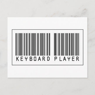 Cartão Postal Player de teclado com código de barras
