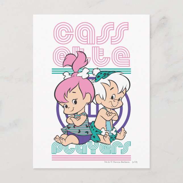 Cartão Postal Players de fita PEBBLES™ e BAM-BAM™ (Frente)