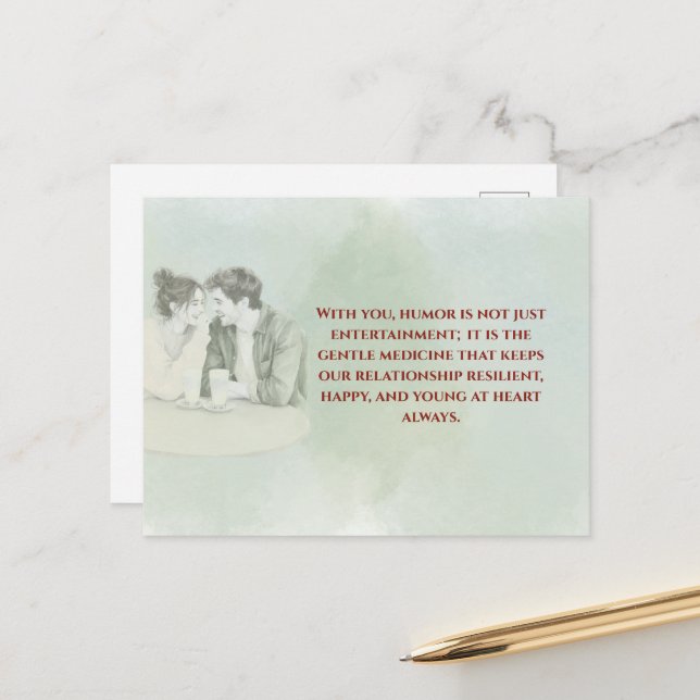 Cartão Postal Playful & Funny Love Quote Postcard | Laughing Cou (Frente/Verso In Situ)