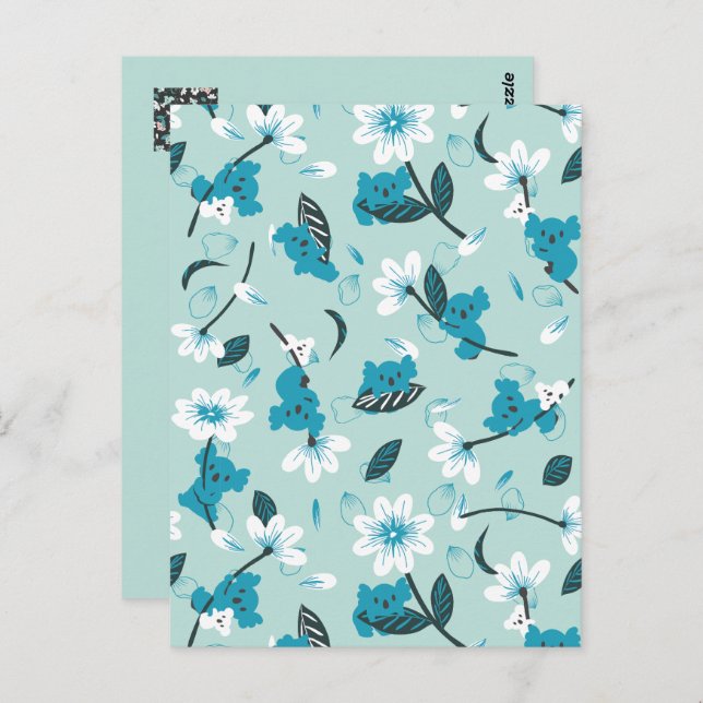 Cartão Postal Playful Koala Pattern Cute Animal e Nature Art (Frente/Verso)