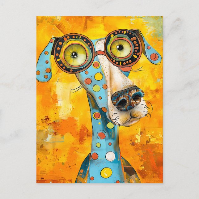Cartão Postal Playful Pop-Art Dog in Bright Hues (Frente)