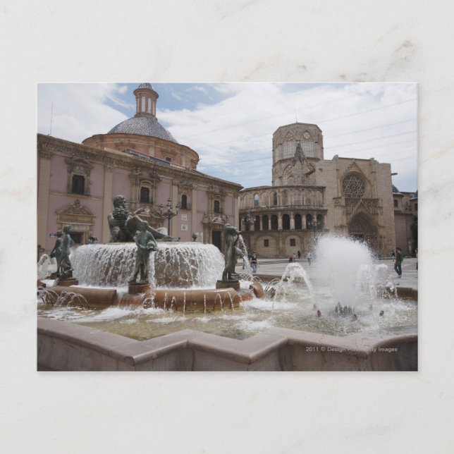 Cartão Postal Plaza De La Virgin E Basilica De Virgen (Frente)