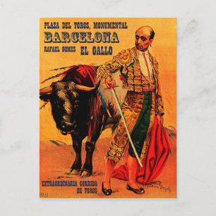 Cartão Postal Plaza del toros, toureiro, Barcelona, colheita