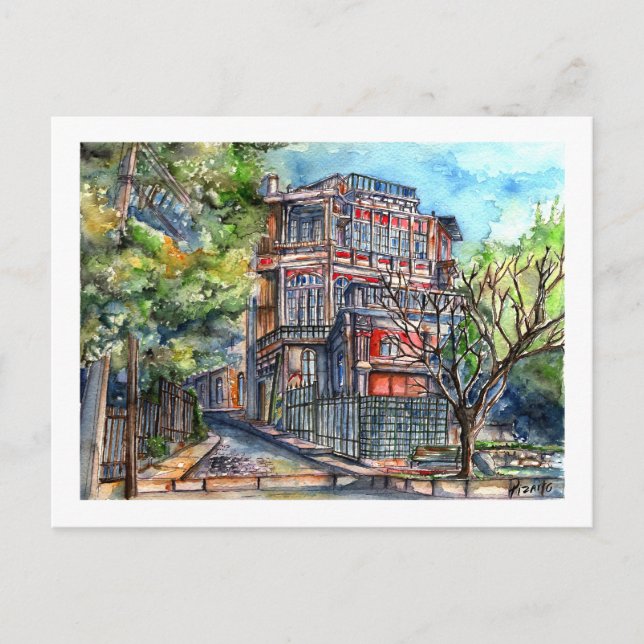 Cartão Postal Plaza Joaquín Edwards Bello (acuarela) (Frente)