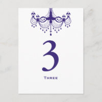 Plum Purple Chandelier Table Number Card