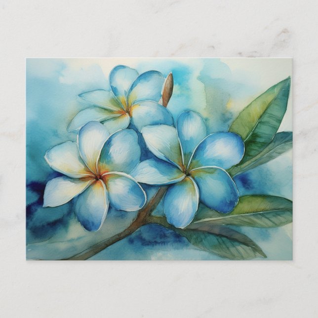 Cartão Postal Plumeria Azul Havaiana (Frente)