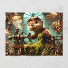 Cartão Postal Plush Steampunk Otter Seaweed Machine
