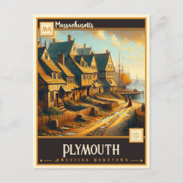 Cartão Postal Plymouth, Massachusetts | Vintage