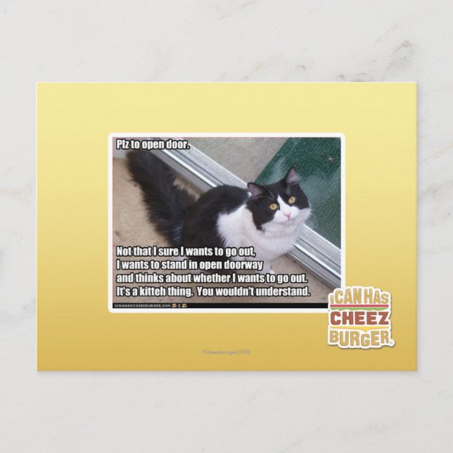 Cartão Postal Plz to open door (Frente)