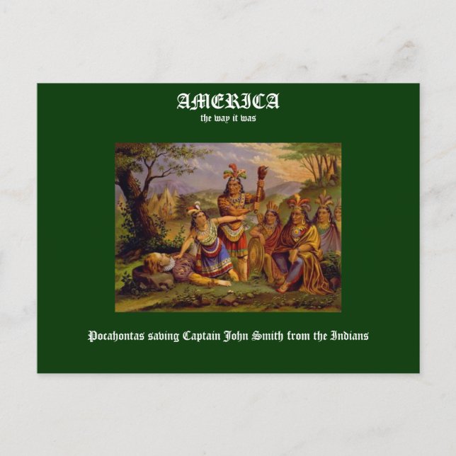 Cartão Postal Pocahontas salvando o Capitão John Smith (Frente)