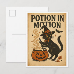 Cartão Postal Poção de Halloween Antiga em Movimento