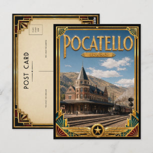 Cartão Postal Pocatello Idaho Arte Deco Vintage Era de Ouro