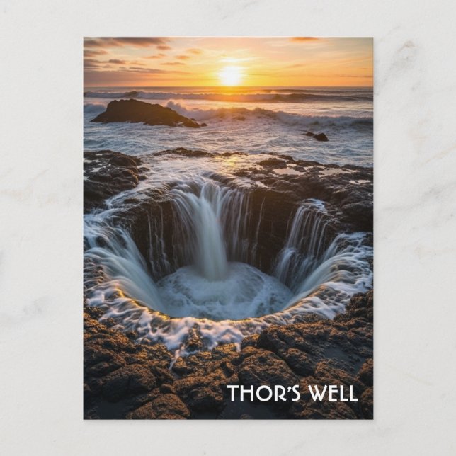 Cartão Postal Poço de Thor na Costa de Oregon (Frente)