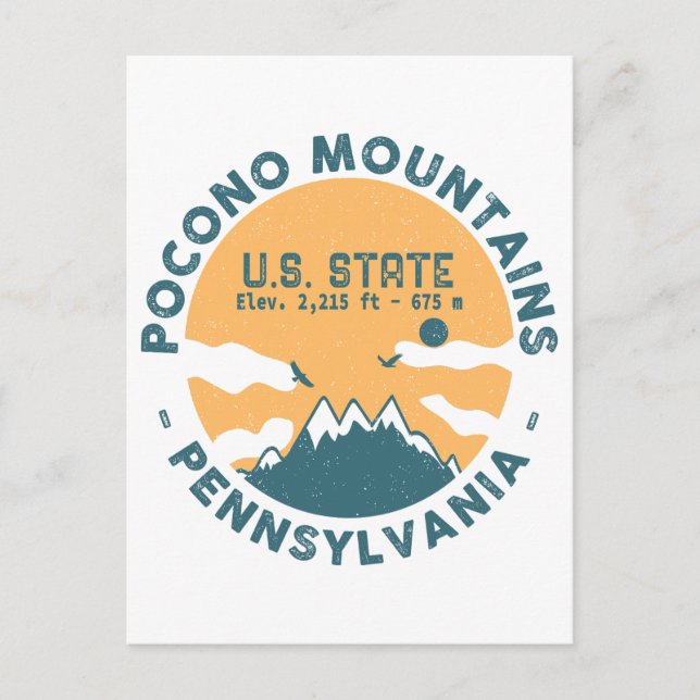 Cartão Postal Pocono Mounains Pensilvânia - Retro Souvenirs (Frente)