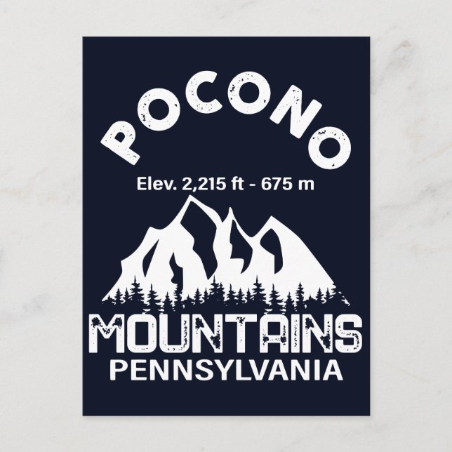 Cartão Postal Poconos Retro Montanhas da Pensilvânia (Frente)