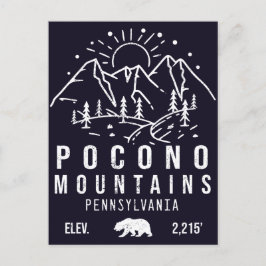 Cartão Postal Poconos Retro Pensilvânia Minimalista