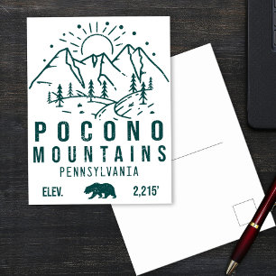Cartão Postal Poconos Retro Pensilvânia Montanhas Minimalistas P