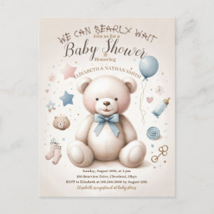 Cartão Postal Podemos Esperar Um Chá de fraldas De Urso Bonito